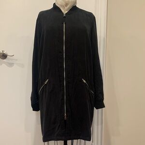Dex Black Long Bomber Jacket